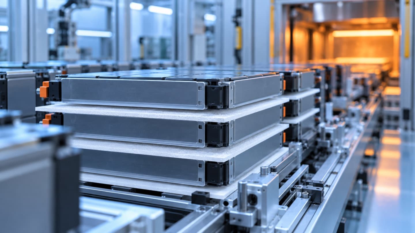 Editorial illustration for a battery thermal-barrier materials news brief.